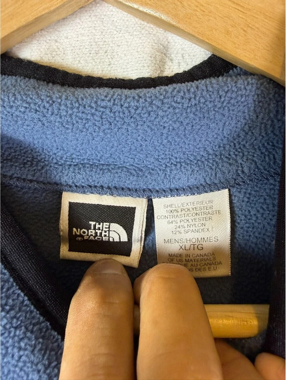 Vintage The North Face Mens XL Quarter Zip Fleece Pullover Jacket Blue -Flaw